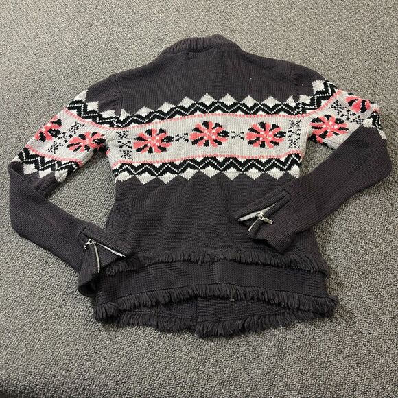 Cold As Ice Winter Sweater Womens S Gray Acrylic Wool Knit Full Zip Holiday - Picture 2 of 11